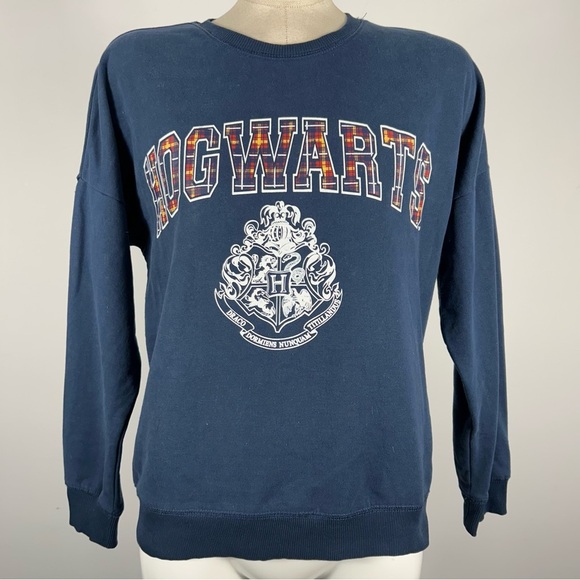 Harry Potter Hogwarts Crewneck Sweatshirt Youth (14-16) L Crest Blue Sweater - Picture 1 of 11